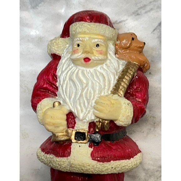 Santa Claus Vintage Refrigerator Magnet Christmas Bell Ringer with Puppy - Picture 4 of 6